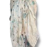 None Sheer Scarf Boho Floral Polka Dot Wrap Tan Green Versatile Beach Sarong Cover Up Photo 1