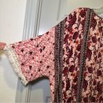 Kori  America Pink Boho Floral Print Open Front Kimono size M Photo 2