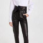 Veronica Beard Izera Pants Black 100% Leather Paperbag NEW Size 10 Photo 0