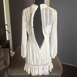 Women’s White Chiffon Long Sleeve Dress Halter Neck Ruffle Hem Size M Size M Photo 6