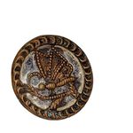 Antique Butterfly Picture Brass Button Small .5" Collectible Brown Photo 1