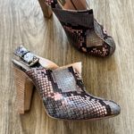 SJP Sarah Jessica Parker Pink Grey Snake Print Leather Heels Women 7 Fall Bootie Gray Photo 0