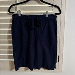 Caslon  Paperbag Waist Linen Blend Skirt with Pockets in Navy Photo 2