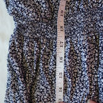 Lands' End  Womens Sleeveless Jumpsuit Size 10‎ Blue White Floral Romper Wide Leg Photo 4