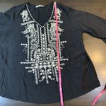 Solitaire  Embroidered‎ Boho Blouse Womens 3X Black Casual Cottage Church  READ Photo 10