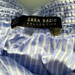 ZARA Basic Striped Ruched Off Shoulder crop top Blue Size S Photo 6