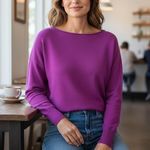 Nordstrom Collection Purple Silk Cashmere Blend Sweater Size S Photo 0