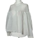 ZARA NEW White Textured Long Sleeve Blouse Ruffle Collar Button Cuffs Top Size M Photo 1