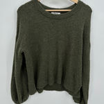 Madewell Payton Pullover Sweater Coziest Yarn Medium Olive Green Puff Sleeve Photo 0