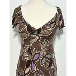 Boden Dress Floral Print Slip On Sheath Style V Neck Mini Length Brown Purple 6‎ Brown Photo 1