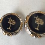 Palm Tree Moon Earrings Clip On Retro SC State Blue Photo 3