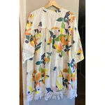 Roller Rabbit ‎ Tunic Top Serafina Fruit Print Cotton Gauze Fringe XL Swim Resort Photo 7