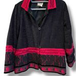 Coldwater Creek Y2K  Womens Small Jacket Black Red Velour Lace Satin Blazer VTG Photo 5