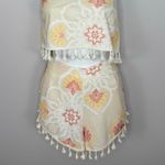 Sabo Skirt Halter Crop Top Shorts Set XS Tassel Trim Boho Floral Festival Outfit Photo 2