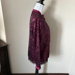 Johnny Was  Grace Blouse Sequin Silk Button Front Top in Black Cherry Size Medium Photo 3