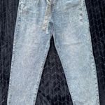 SO  High Rise Mom‎ Jeans Acid Wash Belted Distressed Hem Denim Pants Size 30 Photo 0