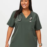 FIGS  Catarina One Pocket Scrub Top short sleeve moss olive green medical Photo 0