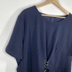 Navy Blue Short Sleeve Lace Photo 2