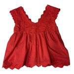 Lucky Brand  Poppy Red Eyelet Sleeveless‎ Summer Babydoll Top Blouse Size S NEW Photo 7