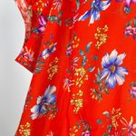 Johnny Was NWOT  Floral Oversize Short Sleeve Top Blouse Women Size S Red V-Neck Photo 6