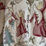 Stitches In Time Angels Peace Love Hope Button Cardigan Winter Knit Sweater 3X Red Photo 5