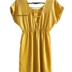 Yellow Mini Dress M Dolman Low V Photo 5