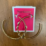 Juicy Couture  E Gem Stone Gold Tone Hoop Earrings Photo 4