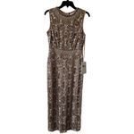 Mac Duggal  Cocktail Dress Heavily Beaded brown midi dress size 6 C6 Photo 4