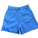 Mango MNG blue high rise 4” inseam lyocell linen blend shorts sz 4 NWT Photo 1