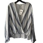 Splendid  Holistay Double Cloth Suprlice Top in Chambray Blue White Stripe XL Photo 2