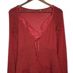 Y2K Rinascimento Babydoll Knit Top M Italian Ruffled Lace Trim Burgundy Red Bows Size M Photo 1