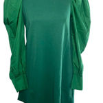 AREA STARS Green Puff Sleeve Crew Neck Mini Dress Size S Photo 0