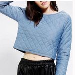 Revolve Bycorpus quilted  urban cropped blue long sleeve blouse contemporary boho Photo 0