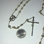 Vintage Metallic Beaded Silver Tone Catholic Rosary Necklace Photo 2