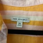 Free Assembly Cotton Blend Summer Top Striped Buttonless Shirt XXL Yellow Photo 3