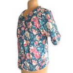 Krazy Kat Vintage 90s Floral Button Up Shirt Blue Pink Green Peter Pan Collar Cottagecore Photo 6