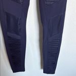 Alo Yoga  Blue Moto-Style Leggings with Ribbed Panels Photo 2