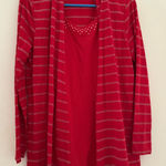 White Stag  Red and Metallic Striped Cardigan Set Photo 0