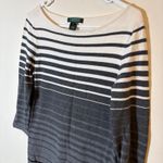 Ralph Lauren Lauren Dress Striped Knit Sweater Gray White Size Medium Photo 1