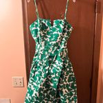Milly Sarah Dropped Waist Belted Dress in White & Green Photo 2