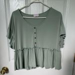 Pink Lily Green Ruffled Baby Doll Top  Photo 0