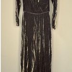 Mac Duggal  NWT Long Sleeve Faux Wrap A-Line Gown in Black Gold Size 4 Photo 3