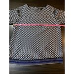 Dalia Flowy Blouse‎ Shirt Womens Small Blue Geometric Office Church Business Photo 8