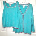 Quacker Factory  Vintage Embroidered Sweater Tank Cardigan Set 2X Silk Cotton Photo 0