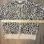 Sunday Edition Leopard Print Tie Front Cardigan Size L Coquette Bow Knit Tan Size L Photo 8