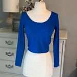 Material Girl Top Royal Blue Crop Long Sleeve XS Photo 0
