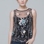White House | Black Market Floral Embroidered Mesh Overlay Sleeveless Top Size XSP Photo 0