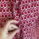 Gap  Pink Red Cream Trench Coat Circle Floral Belt Buttons 100% Cotton Size Small Photo 2