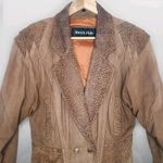 Vintage 80s North Pole Suede Leather Cropped Batwing‎ Jacket Coat Animal Print M Brown Size M Photo 1