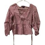 EXPRESS Women's XS Striped Peasant Sleeve Blouse Multicolor Casual Photo 0